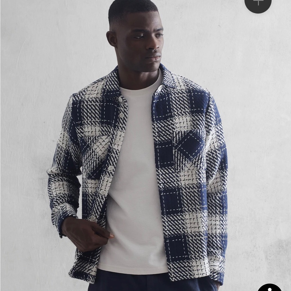 Wax London, Men’s Whiting Overshirt in Marine Beatnik.